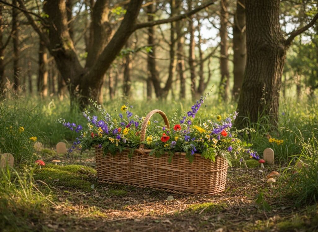 uitvaartmand als duurzame uitvaart.