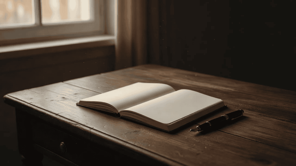 Bankzaken na overlijden regelen. Open notitieboek met vulpen op houten bureau.