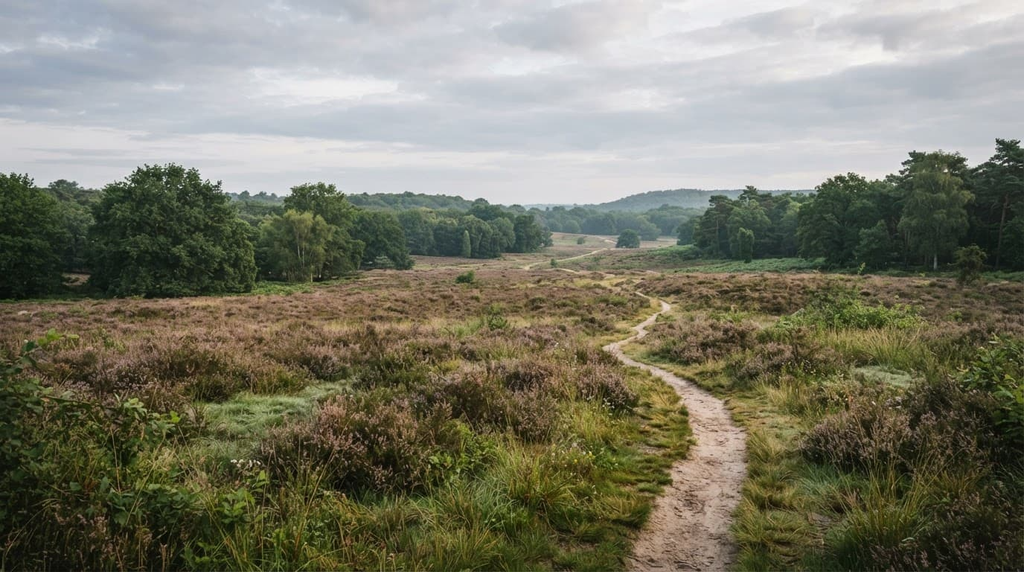 Heideveld in de provincie Gelderland.